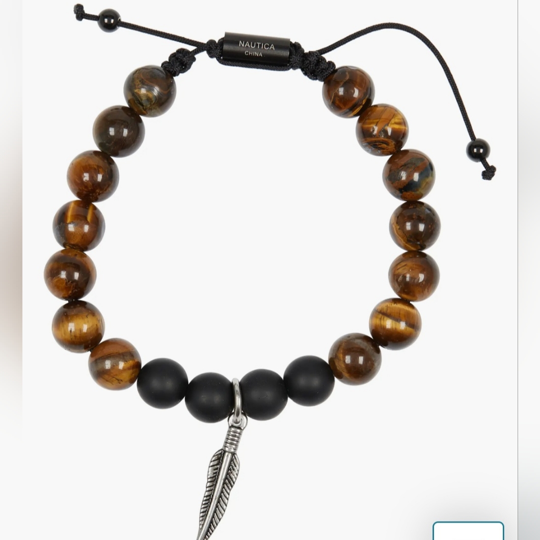 New Nautica Tiger Eye Feather Bracelet